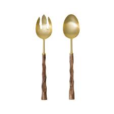 Papier HQ Gold and Wood Salad Servers